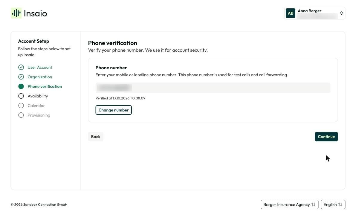 “Verify your phone number” step with the verification code field