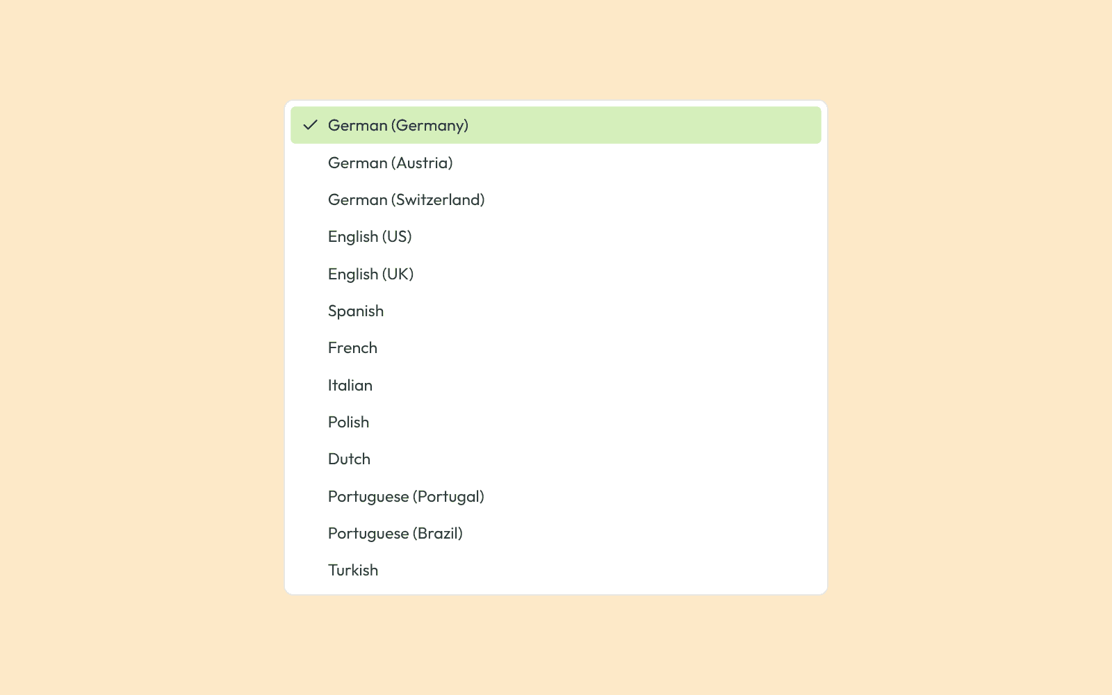 The call languages in the Insaio language picker